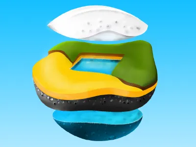 Small World beach cloud digital earth grass ground illustration micro sand uderwater water world