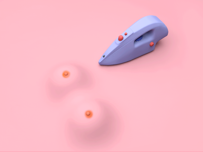 flat breast 3d animation c4d doll gif
