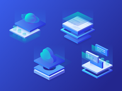 illustration for program blue cloud didi didiyun geometry illustation isometric list planet rectangle