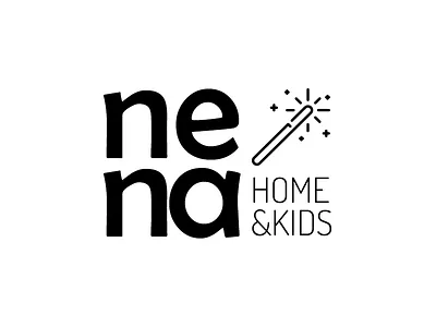 Nena Home & Kids Logo Design baby black home kid kids logo logo design nena white wizard