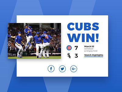 Daily Ui 010 Social Share adobe xd cubs dailyui dailyui010 dailyuichallenge mlb share sports ui user interface ux