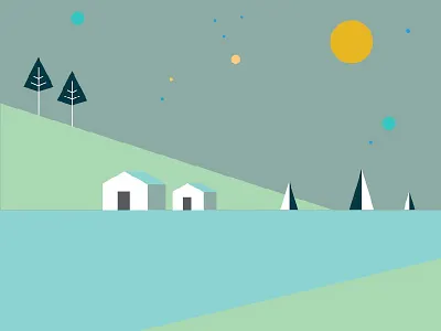 Winterland house iceland illustration winter