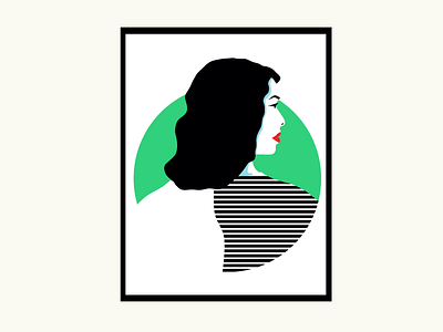 Girl poster fashion flat girl green illustration lips minimal red stripes