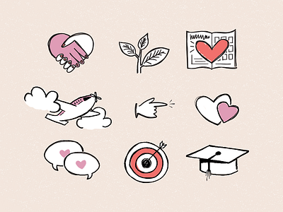 Sketchy Icons for Scentsy conversation friendship hands icons illustration love sketch target travel