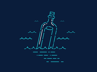 Message In A Bottle bottle line art lines message ocean scroll sea waves