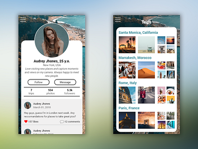 Mobile App - Profile & Trips Page android app login mobile travel