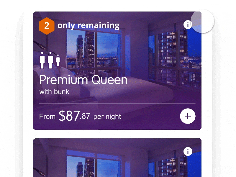 YOTEL Card Animation animation booking card design ui