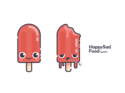 HappySadFood - Popsicle character cute design flat food graphic design ice cream icon logo minimalist popsicle vector