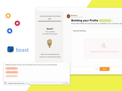 Conversation UI Boast Configuration Flow conversational product recruiters saas ui ux
