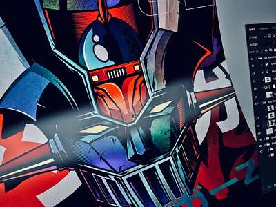 Print in progress (Mazinger X) anime digital art gaiking gordian manga mazinger mechas print retro show robots vectors