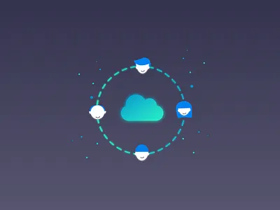 The Cloud characters cloud connect gradient illustration people vector