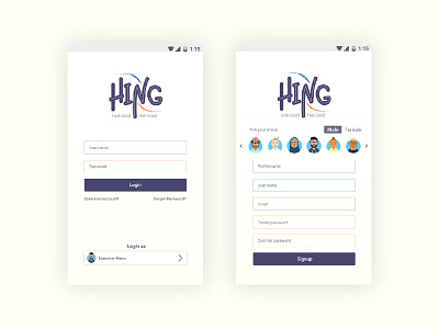 Login Screen - UX app avatars illustration minimal