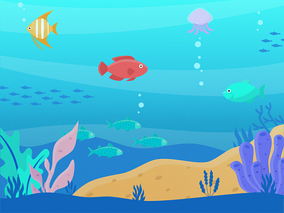 Sea World coral diving fish illustration sea sea world underwater water world