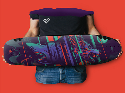 Longboard illustration I never got to see design dual illustration landyactz leftie longboard longboarding predator prey print shark wolf