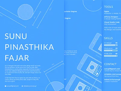 Blue Print Resume affinity designer blueprint free freebies grid line outline resume template wireframe