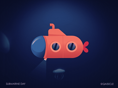 Submarine Day 2d animation gif jellyfish loop sea submarine underwater