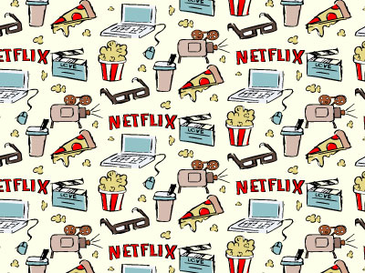 Pattern Netflix Lovers 3d film laptop movie netflix pattern pizza popcorn relax
