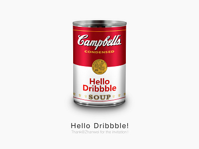 Hello Dribbble campbell can icon skeuomorphism sop