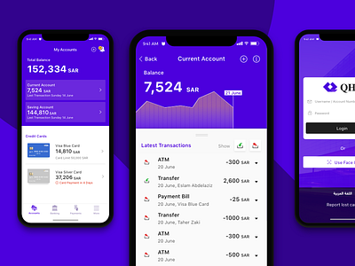 QHB Bank Accounts bank card credit finance ios iphone money transactions ui ux x