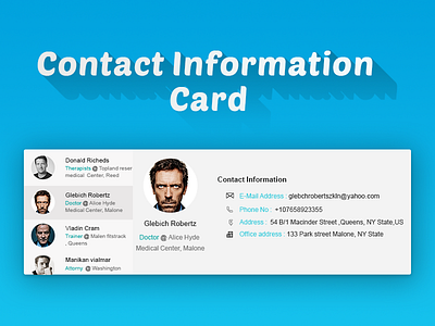 Contact Info UI Design contact design information card contact info ui crazee adil mohamed adil ui uidesign webpart webpartui