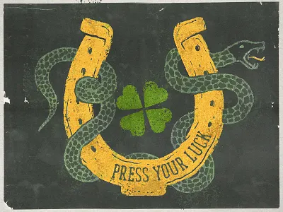 Press Your Luck clover day distressed horseshoe luck patricks snake st vintage