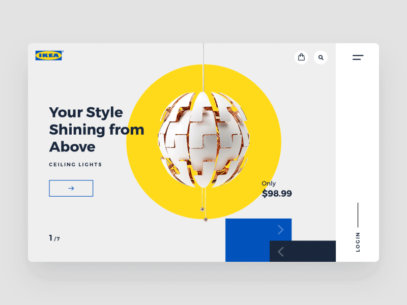 Furniture UI blue ecommerce ikea motion responsive style ui ux web yellow