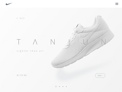 NIKE TANJUN card nike product sneakers ui ux webdesign