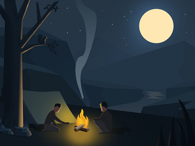 travel fire moon mountain people squirrel travel tree