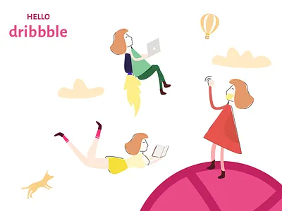 Hello Dribbblers! debut girl illustration