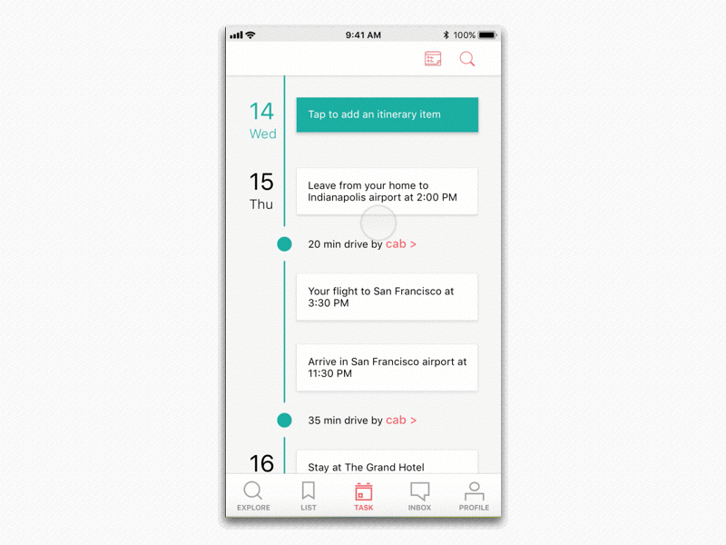 Itinerary concept - connect calendar with locations calendar iphone itinerary location maps travel