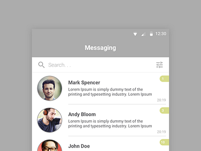 Messenger App best ui design inspiration invision marvel news news app design product design simple ui sketch ui design