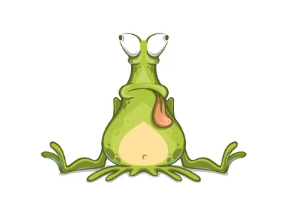 Frog besotted character design drunken frog illustration toad tongue