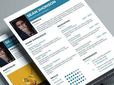 Jobster Resume Template (Blue) clean cover letter cv free template freebie minimalist portfolio resume