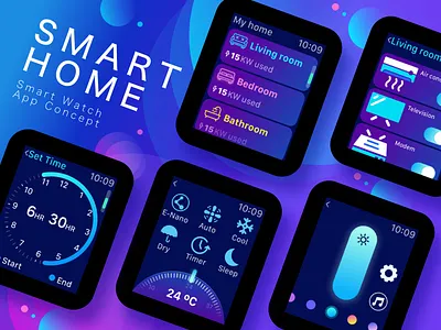 Smart Home App - Smart Watch App Concept app apple circle ios life remote side sketch smart watch ui