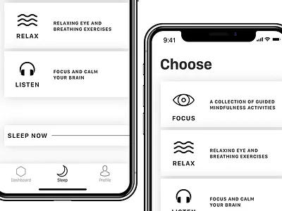 Dreamworld app black dream games lightmode meditation modern relaxation shadow sleep white