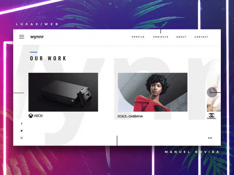 Interactión wynnr! animation fashion gif interaction interface landing minimal modern news ui ux white