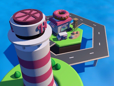 Hello Dribbble! 3d animation c4d first shot hello dribbble lighthouse lowpoly