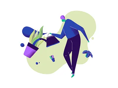 Gardening ☘️ characters drawing illustration plants