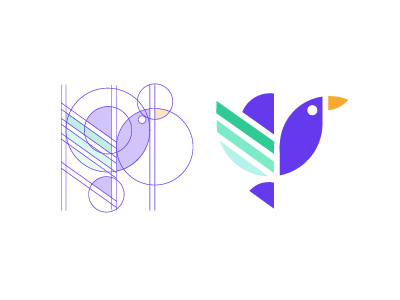 Bird & fish logo grid animal logo app bird branding design fish graphic design grid identity logo logo design ui