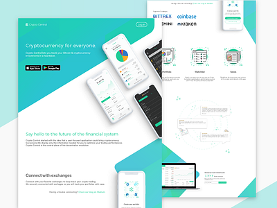 Landing page design block chain crypto crypto central crypto currencies currency landing page website