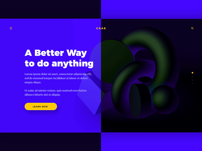 Web Header for Grab - Education Platform 3d animation blog branding design minimalui ui uidesign ux uxdesign webdesign webpage