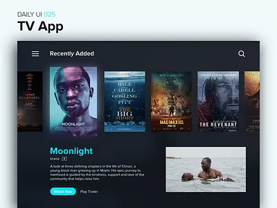 TV App app browse dailyui interface movie netflix play tv uiux video watch