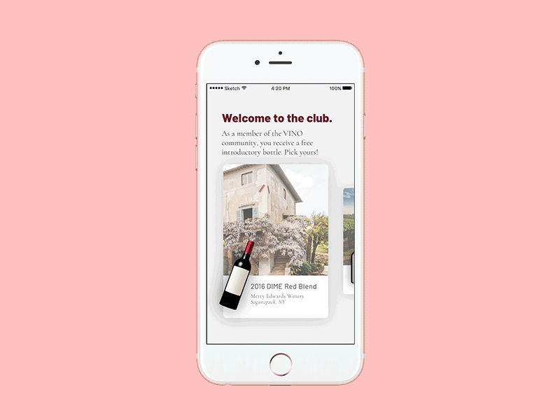 Wine club app - different scrolling animation app principle scroll wine