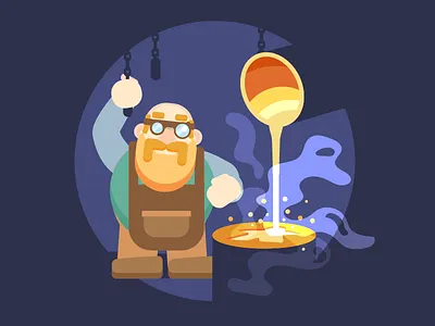 Dwarven Forge blacksmith dwarf forge metal smithy tabletop vector illustration