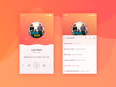 Music player creative design music orange player practice white