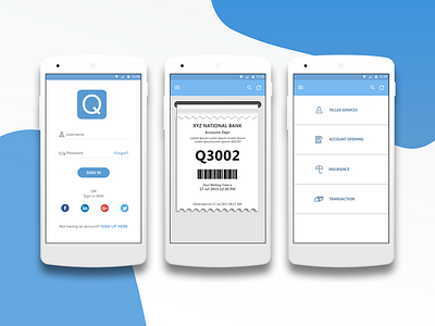 Q App android app mobile app q app queue ticket ui ux