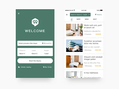 Daily design booking design grid hotel interface travel ui ux