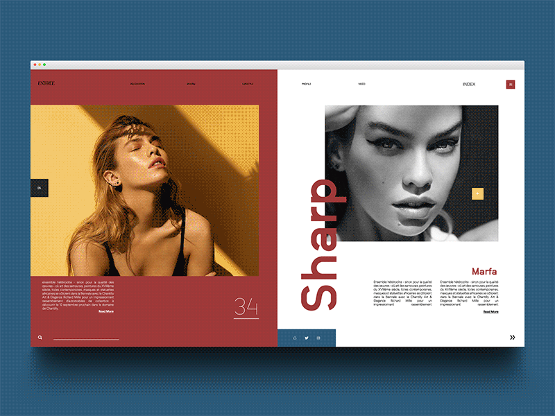 E N T R E blog blue fashion red typography ui yellow