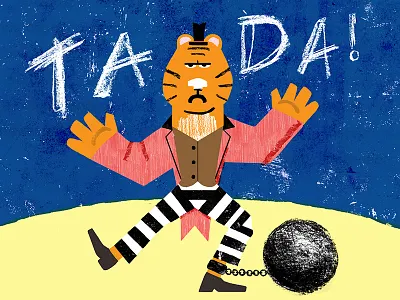 For your entertainment animals circus colorful editorial illustration illustration tiger txtures