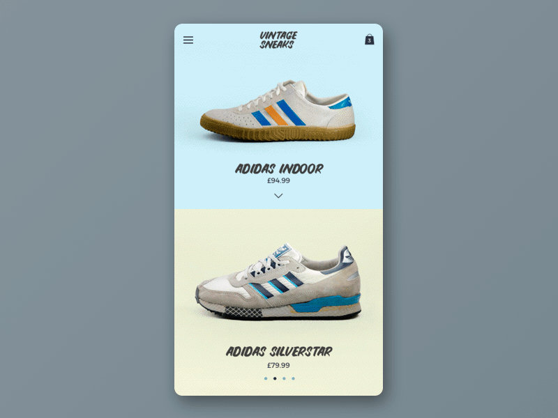 Vintage Sneakers animation app appdesign sneakers trainers ui uidesign ux